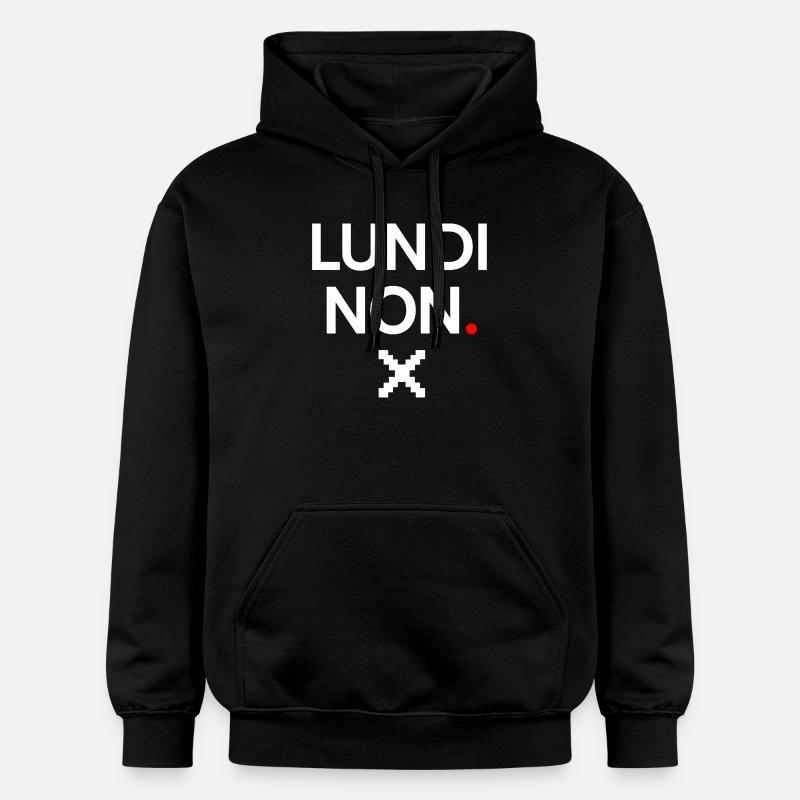 LUNDI NON | Humour lundi minimal - Sweat à capuche Softstyle® Gildan Unisexe - noir