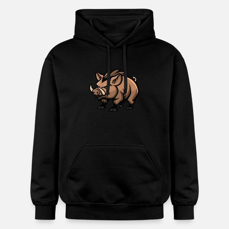 Cochon Bande Dessinée Sanglier - Sweat à capuche Softstyle® Gildan Unisexe - noir