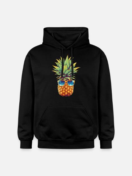 Pineapple with sunglasses: summer coolness - Gildan Unisex Softstyle® Midweight Hoodie - black