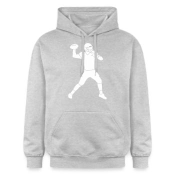 Silhouette d’un joueur de football américain - Sweat à capuche Softstyle® Gildan Unisexe - gris clair chiné - Devant - Liana (172cm) & Jaron (178cm)