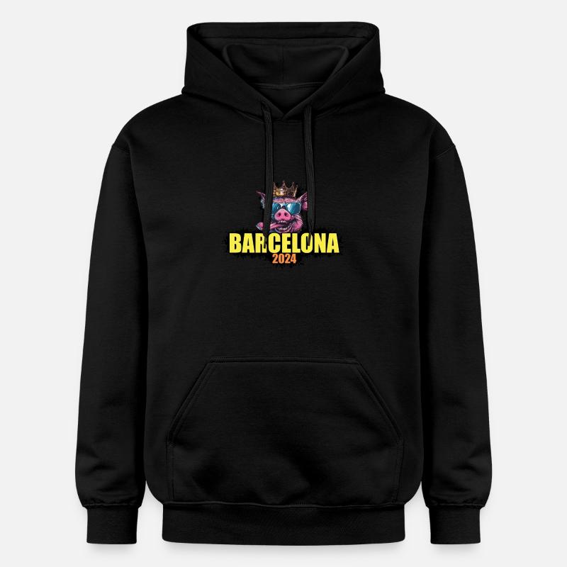 Barcelone 2024 Cochon - Sweat à capuche Softstyle® Gildan Unisexe - noir