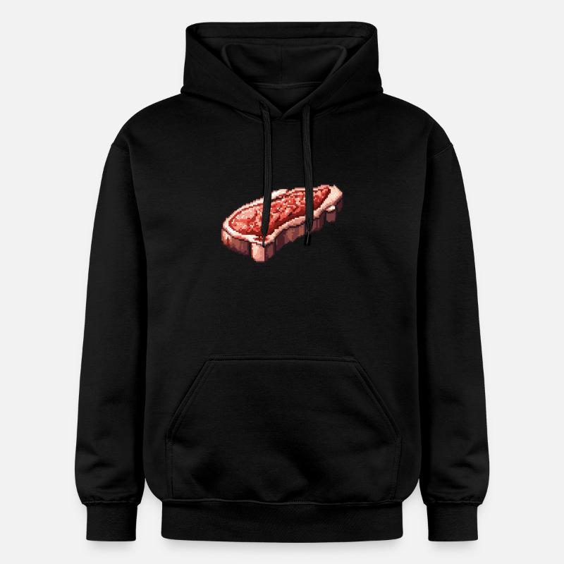 Steak Filet Pixel Icon - Sweat à capuche Softstyle® Gildan Unisexe - noir
