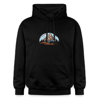 Montagnes, Nature, Paysage - Sweat à capuche Softstyle® Gildan Unisexe - noir - Devant - Marisol (170cm) & Nik (191cm)