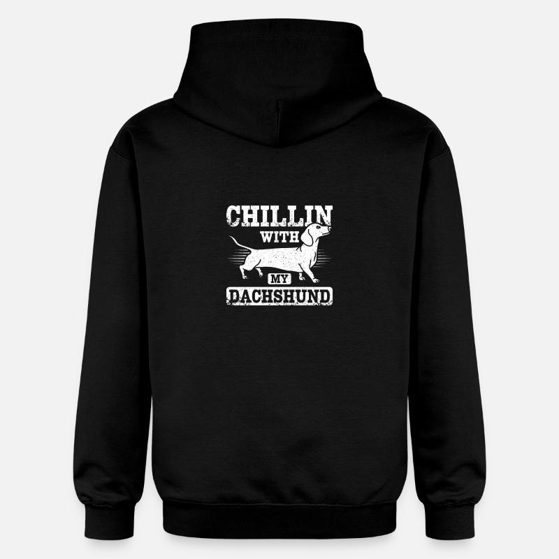 Chillin avec mon teckel - Sweat à capuche Softstyle® Gildan Unisexe - noir