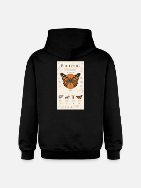 Butterfly Art Poster Nature Cycle - Gildan Unisex Softstyle® Midweight Hoodie - black