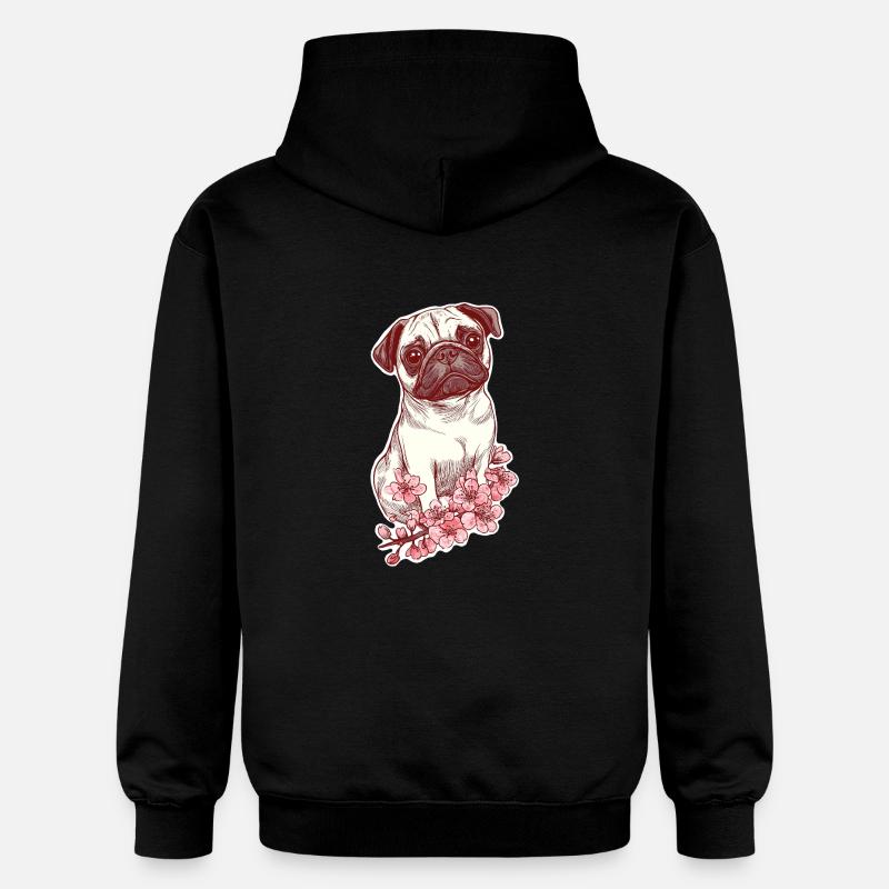 Carlin aux fleurs - Sweat à capuche Softstyle® Gildan Unisexe - noir