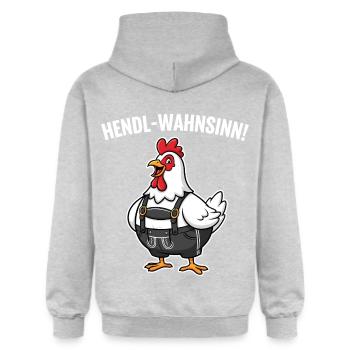 Hendl-Wahnsinn ! - Gildan Unisex Softstyle® Midweight Hoodie - Hellgrau meliert - Hinten - Liana (172cm)
