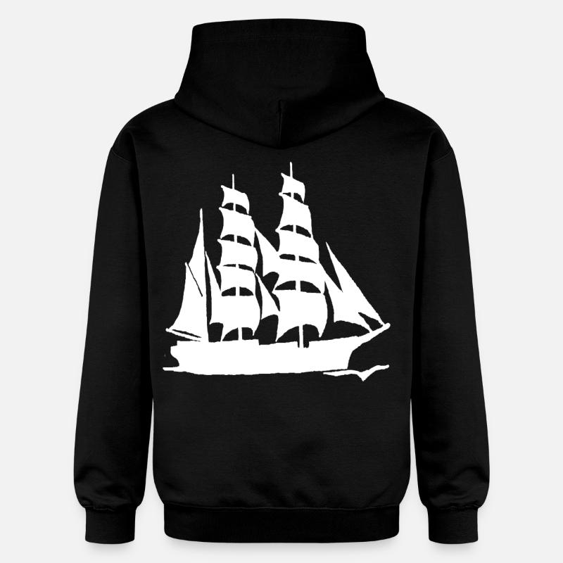 VOILIER GRAND FORMAT BLANC - Sweat à capuche Softstyle® Gildan Unisexe - noir