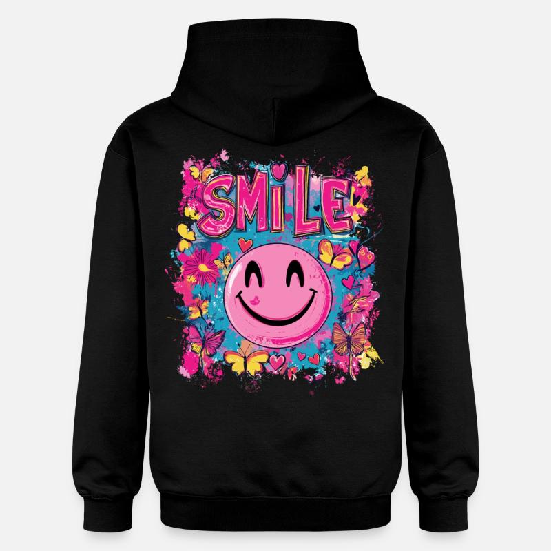 Sourire toute la journée - coeur papillon - Sweat à capuche Softstyle® Gildan Unisexe - noir