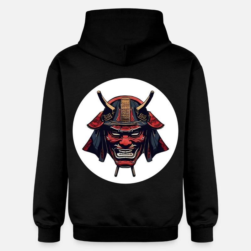 Roter Oni Dämonenhelm - Gildan Unisex Softstyle® Midweight Hoodie - Schwarz