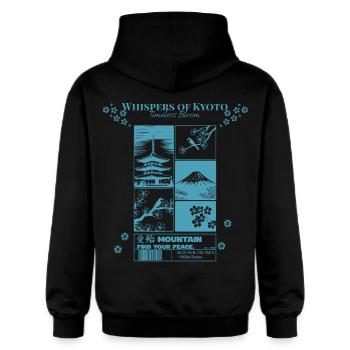 Kyoto Blütenzeit Zeitlose Blüte - Gildan Unisex Softstyle® Midweight Hoodie - Schwarz - Hinten - Nik (191cm)