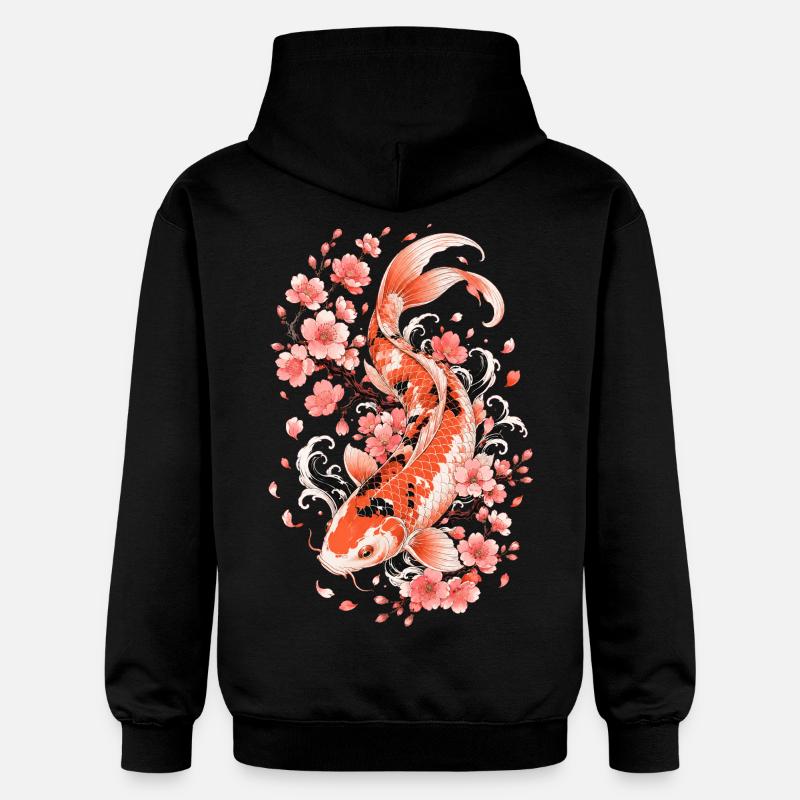 Flux de Koi Sakura - Sweat à capuche Softstyle® Gildan Unisexe - noir