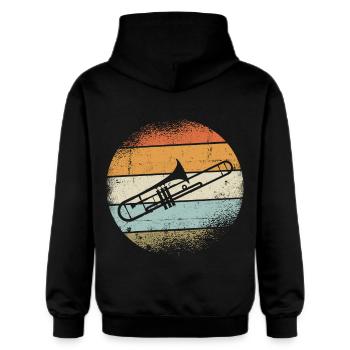 Posaunen Instrument - Gildan Unisex Softstyle® Midweight Hoodie - Schwarz - Hinten - Nik (191cm)