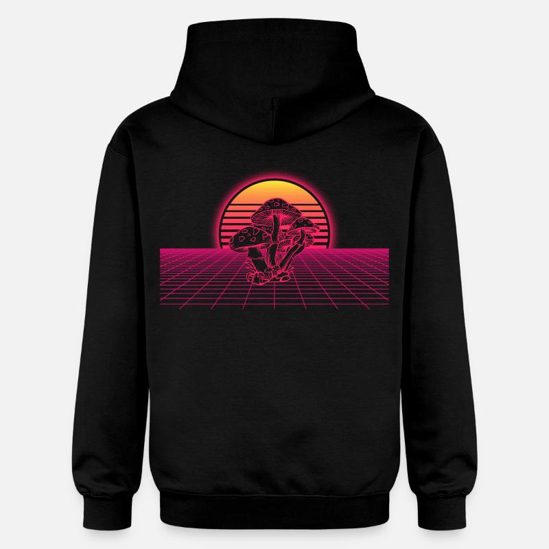Champignon Vaporwave - Sweat à capuche Softstyle® Gildan Unisexe - noir