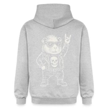 Rock Music Funny Heavy Metal Guinea Pig Retro - Gildan Unisex Softstyle® Midweight Hoodie - light heather grey - Back - Liana (172cm)