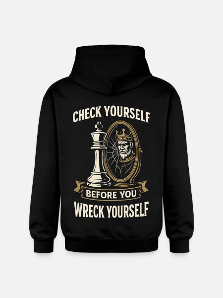 chess player board check yourself, - Gildan Unisex Softstyle® Midweight Hoodie - black