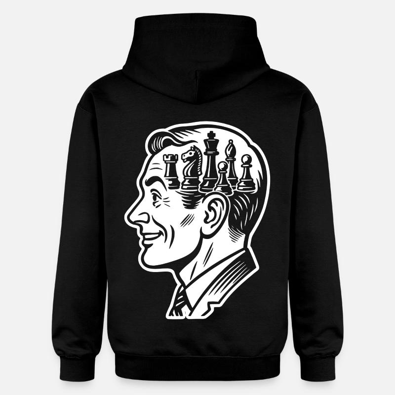 Joueur d’échecs cerveau pièces d’échecs - Sweat à capuche Softstyle® Gildan Unisexe - noir