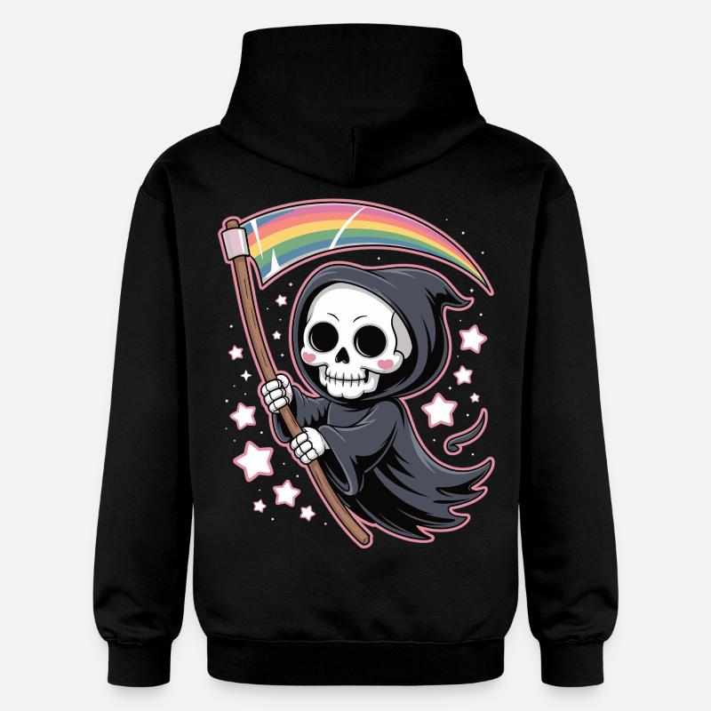 Niedlicher Sensenmann mit Regenbogen - Gildan Unisex Softstyle® Midweight Hoodie - Schwarz