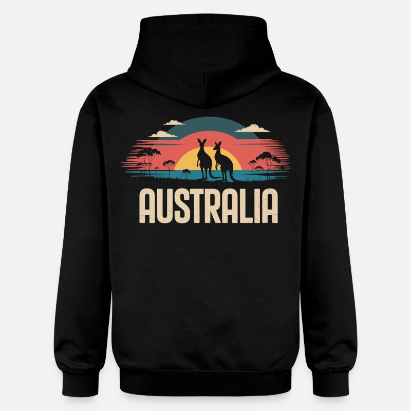 Australien mit Kängurus im Outback - Gildan Unisex Softstyle® Midweight Hoodie - Schwarz
