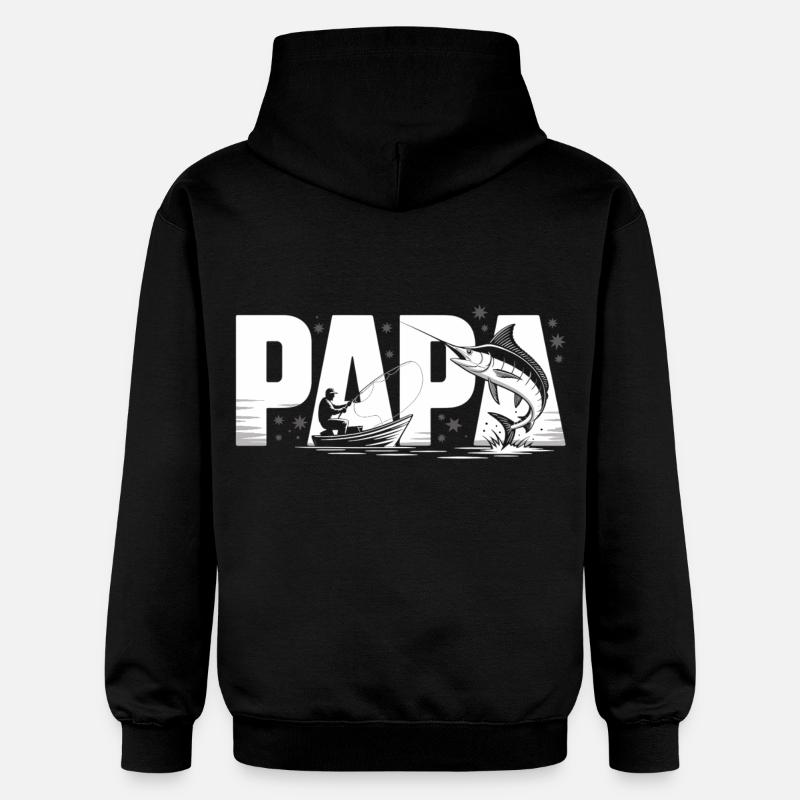 Papa pêche - Sweat à capuche Softstyle® Gildan Unisexe - noir