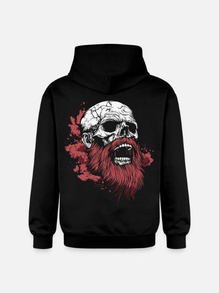 Bearded Skull – Viking Rage Art - Gildan Unisex Softstyle® Midweight Hoodie - black