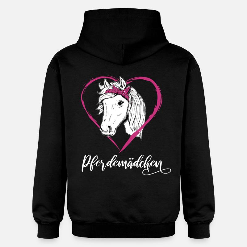 Pferdemädchen Pferde Herz Geschenkidee - Gildan Unisex Softstyle® Midweight Hoodie - Schwarz
