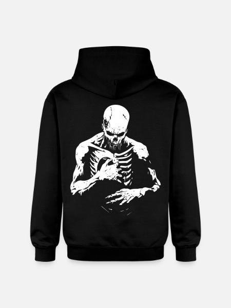 Decaying zombie reaches into chest - Gildan Unisex Softstyle® Midweight Hoodie - black