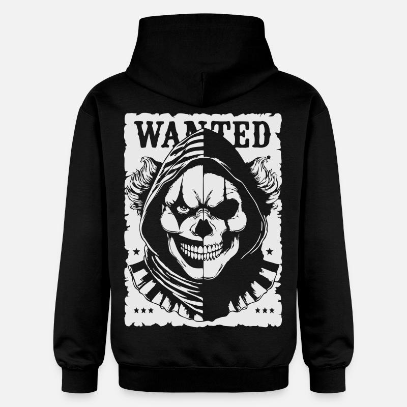 Wanted Skull Pullover Hoodie Poster - Sweat à capuche Softstyle® Gildan Unisexe - noir