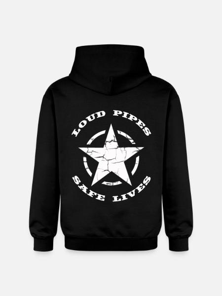 Loud Pipes Safe Lives Bikerdesign - Gildan Unisex Softstyle® Midweight Hoodie - Schwarz