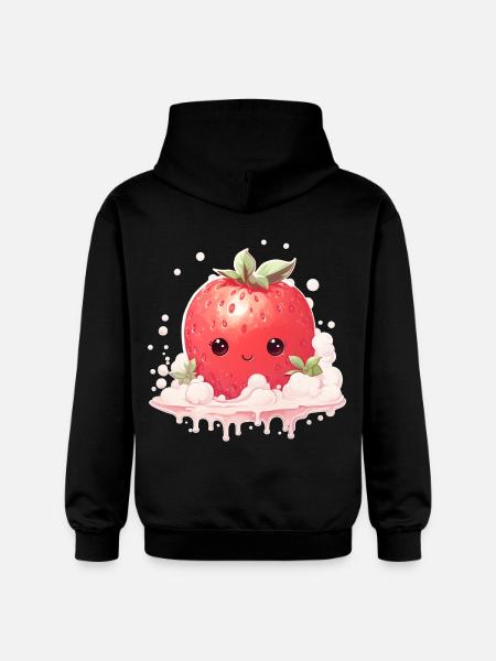 Erdbeere Kawaii - Gildan Unisex Softstyle® Midweight Hoodie - Schwarz