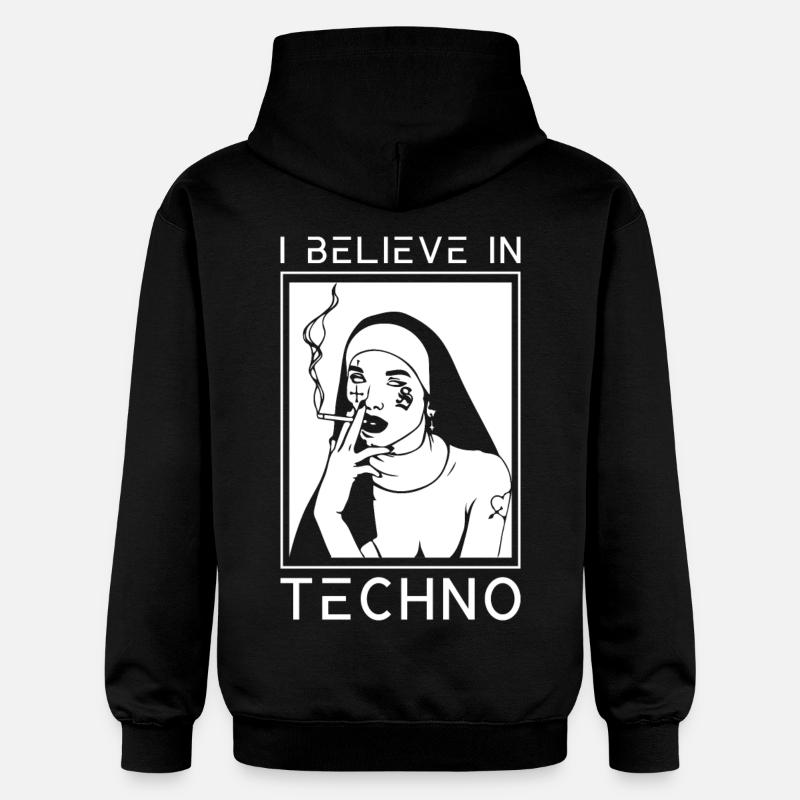 Raver religion techno religion religieuse - Sweat à capuche Softstyle® Gildan Unisexe - noir