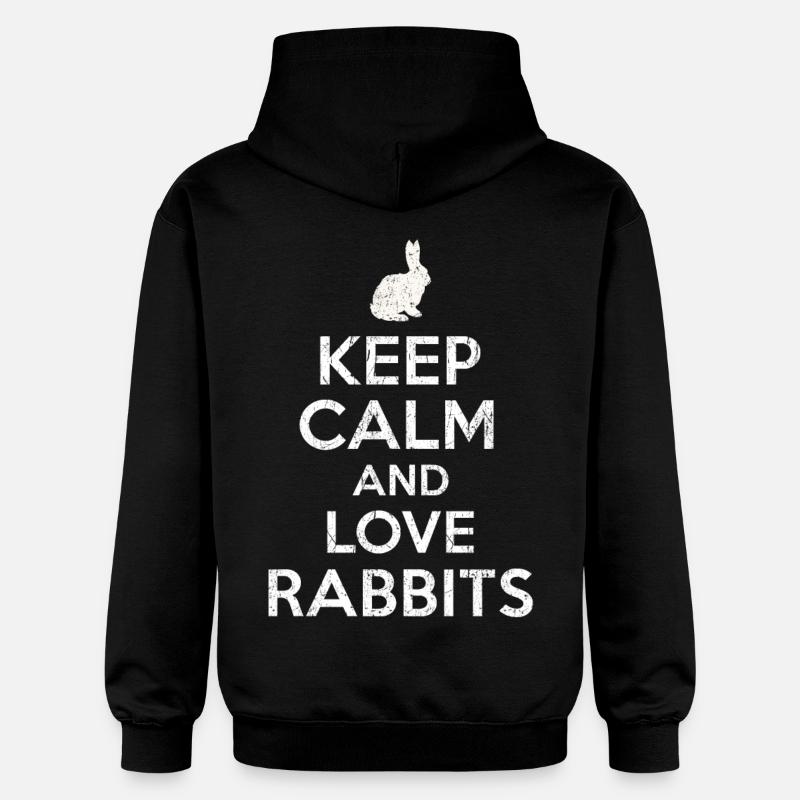 Keep Calm love Rabbits - Sweat à capuche Softstyle® Gildan Unisexe - noir