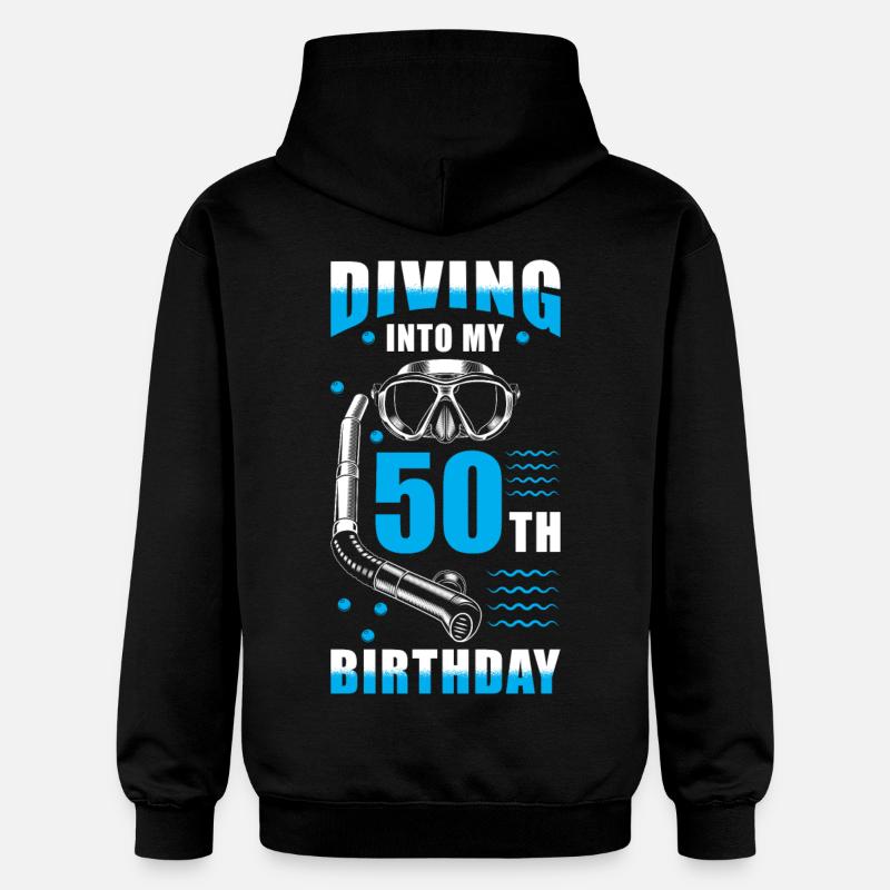 Plongeur 50. Anniversaire cadeau - Sweat à capuche Softstyle® Gildan Unisexe - noir