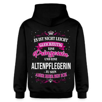 eine Altenpflegerin und Prinzessin - Gildan Unisex Softstyle® Midweight Hoodie - Schwarz - Hinten - Nik (191cm)