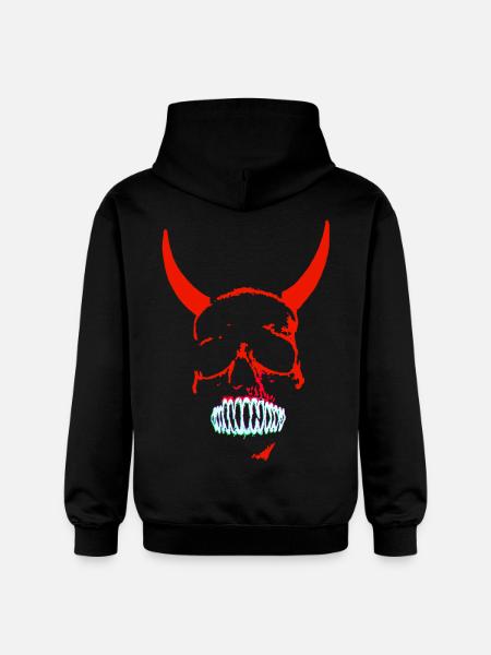 Red Demon Skull Neon - Gildan Unisex Softstyle® Midweight Hoodie - black