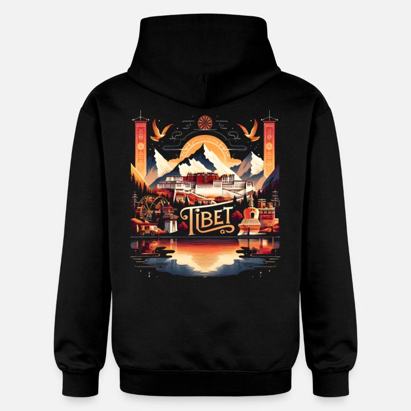 Tibet Lhassa Temple bouddhiste - Sweat à capuche Softstyle® Gildan Unisexe - noir