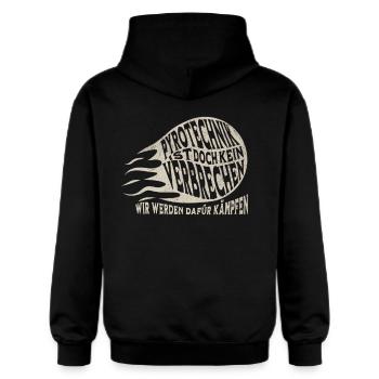 Pyrotechnik ist doch kein Verbrechen - Meme Spruch - Gildan Unisex Softstyle® Midweight Hoodie - Schwarz - Hinten - Nik (191cm)