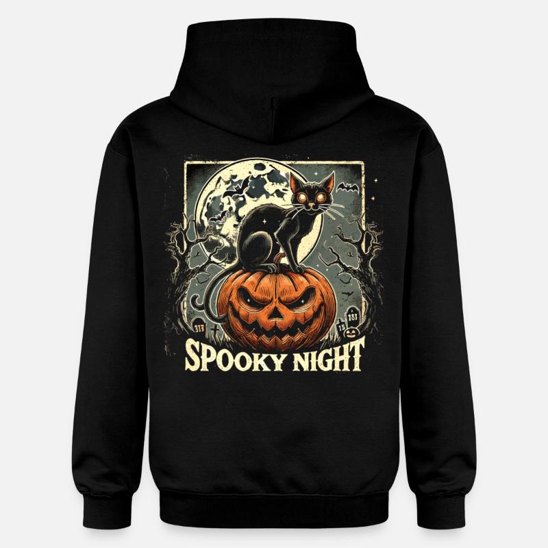 Halloween - « Spooky Pumpkin Night » - Sweat à capuche Softstyle® Gildan Unisexe - noir