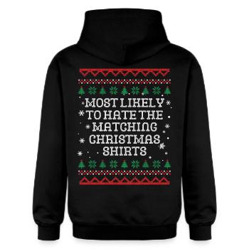 The One Who Hates Matching Outfits Christmas - Gildan Unisex Softstyle® Midweight Hoodie - black - Back - Nik (191cm)