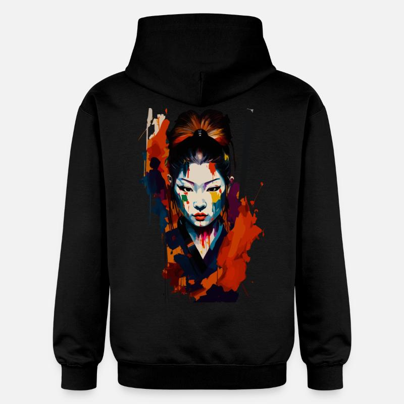 Guerrier samouraï - Splash Art - Sweat à capuche Softstyle® Gildan Unisexe - noir