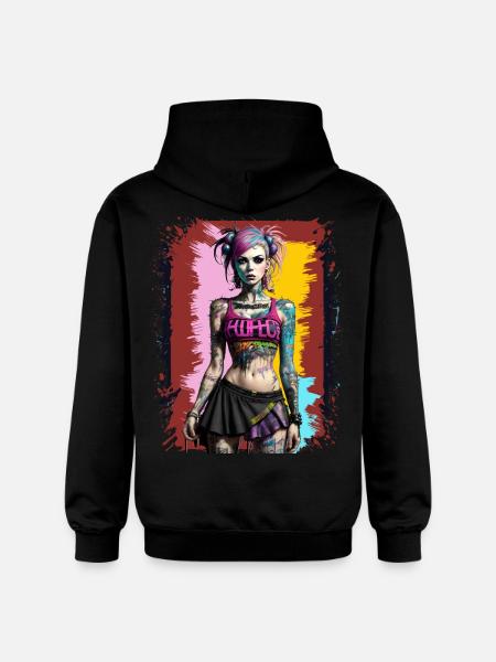 Hübsches Punk-Mädchen - Gildan Unisex Softstyle® Midweight Hoodie - Schwarz