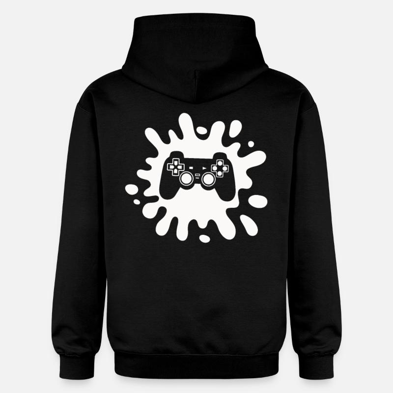 Zocker Splatter-Controller – Retro Gaming Kunst - Gildan Unisex Softstyle® Midweight Hoodie - Schwarz