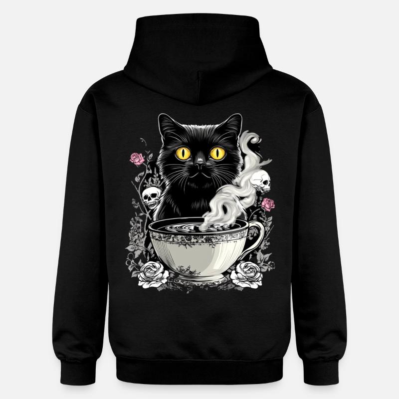 Mystical : Chat avec crâne café - Sweat à capuche Softstyle® Gildan Unisexe - noir