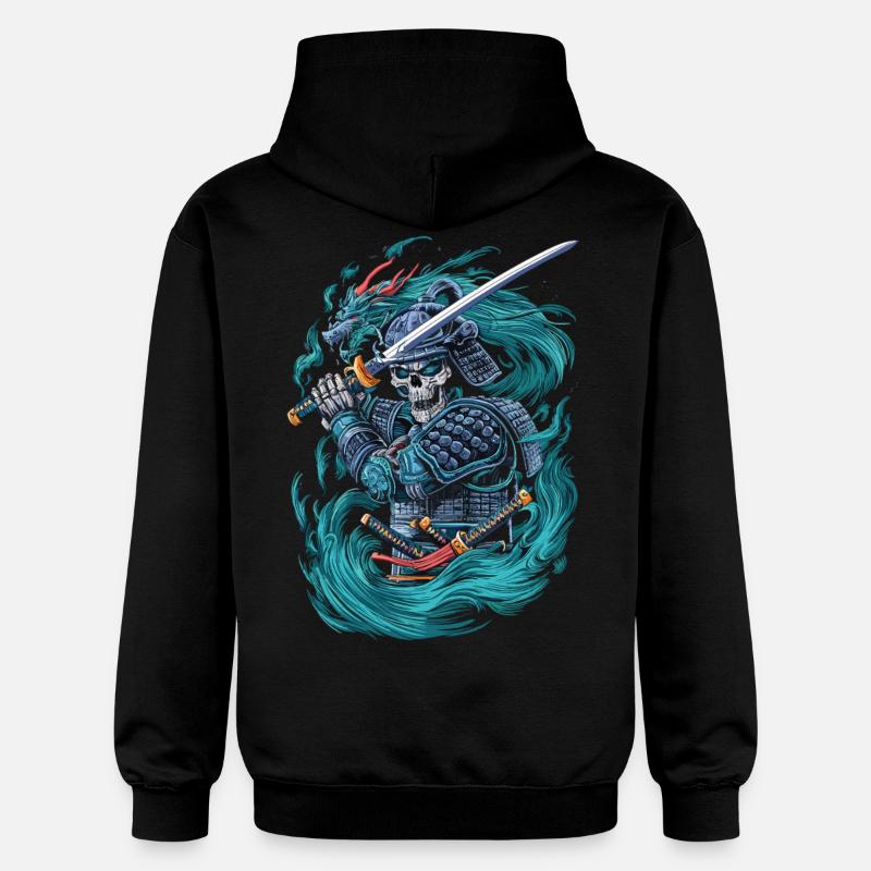 Samouraï squelette avec dragon - Sweat à capuche Softstyle® Gildan Unisexe - noir