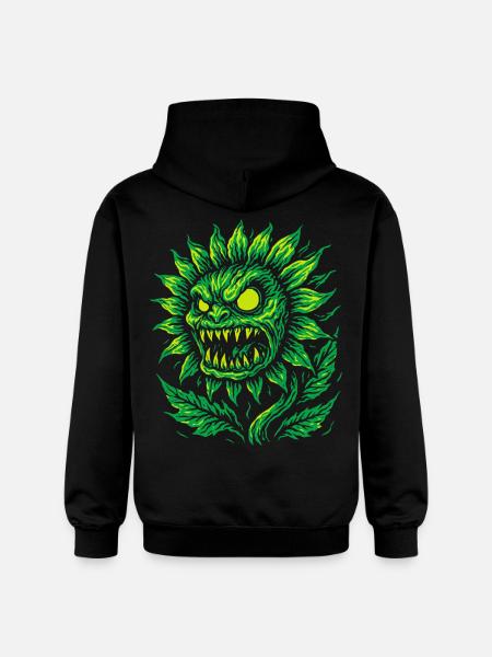Demonic sunflower in neon style - Gildan Unisex Softstyle® Midweight Hoodie - black