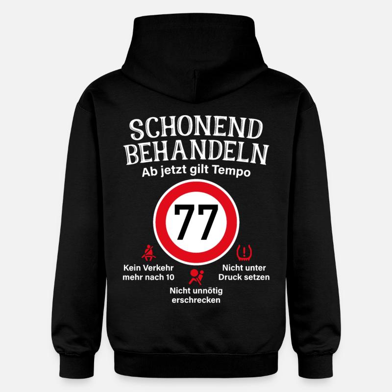 77. Geburtstag Schonend Behandeln 77 Tempolimit 77 - Gildan Unisex Softstyle® Midweight Hoodie - Schwarz