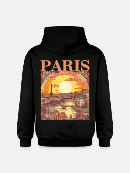 Paris Eiffelturm Bonjour Souvenirs - Gildan Unisex Softstyle® Midweight Hoodie - Schwarz