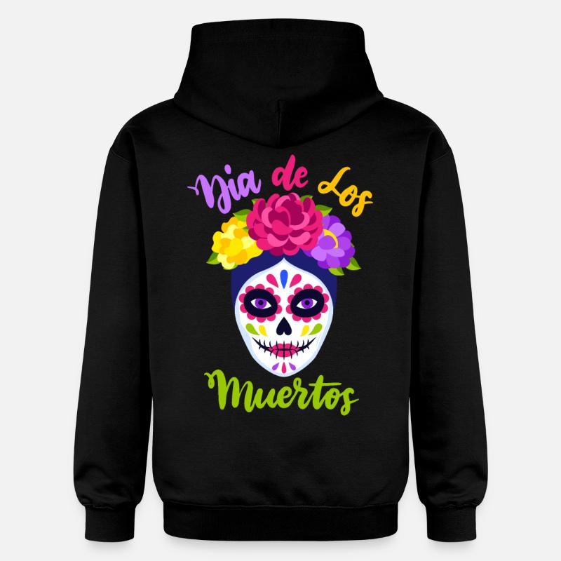 Dia-de-los-Muertos, La-Catrina, Crâne de sucre - Sweat à capuche Softstyle® Gildan Unisexe - noir