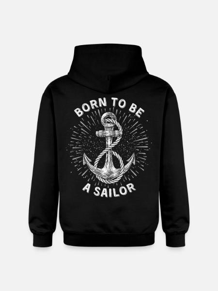 Sømand født-til-at-være-sømand, sømand sjovt ordsprog - Gildan Softstyle® Midweight unisex-hoodie - sort