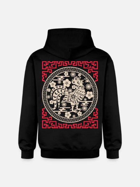 Kinesiskt horoskop Kina år av tuppen - Gildan luvtröja unisex Softstyle® Midweight - svart